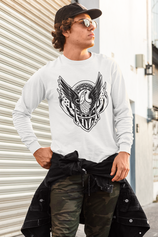 Winged Skull Emblem Long Sleeve Shirt