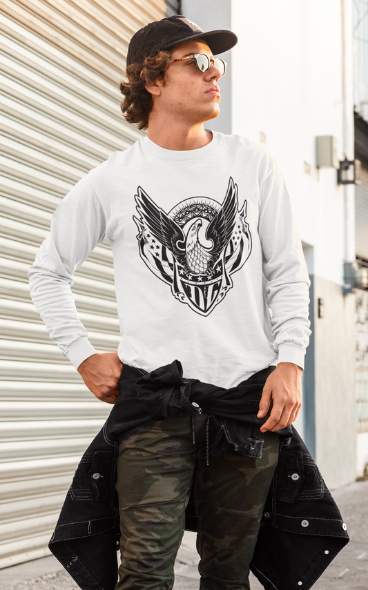 Winged Skull Emblem Long Sleeve Shirt