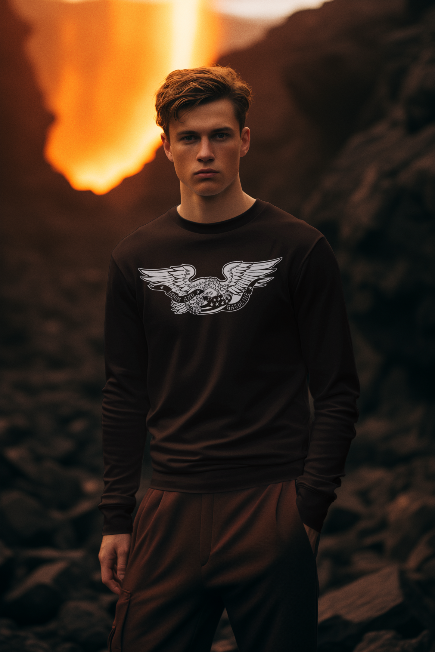 Eagle Crest Minimal Graphic Long Sleeve Shirt